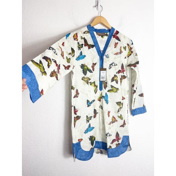 NWT Jim Thompson Button Down Tunic Size 6 Butterfly Print Cotton Lightweight - Picture 10 of 12